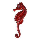 Belgian Ceramic Red Seahorse Plaque by André Bayer, 1960s