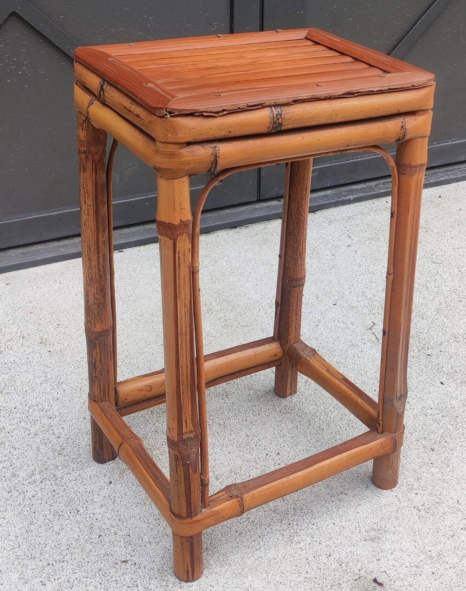 Vintage bamboo plant stand stool