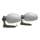 Pair of brushed steel appliques, half-egg opaline, 1970
