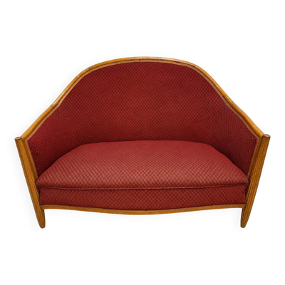 Canapé corbeille deux places en bois clair – époque Art Déco vers 1930 (omb