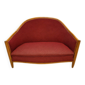 Two-seater basket canapé in light wood – Art Deco period around 1930 (omb)