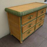 Rattan and wicker chest 80s