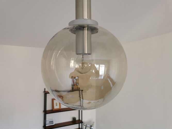 Suspension vintage boule en verre design 1970