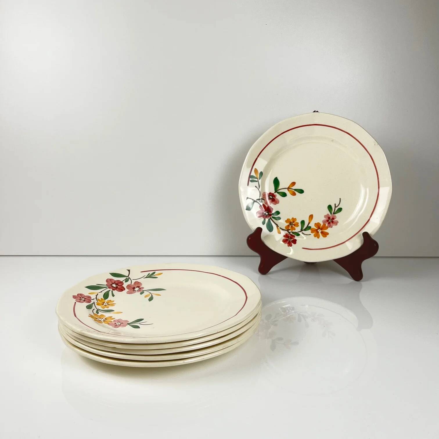 6 dessert plates Sarreguemines "Bitche", late 19th - early 20th century