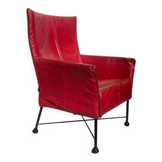 Fauteuil en cuir rouge Montis relax, années 80-90