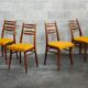 Suite of 4 Czech chairs wood and fabric Yellow "Univerzal" late 60