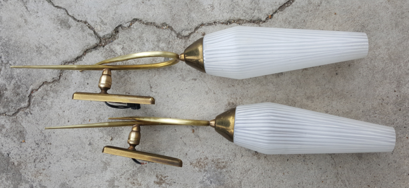 Pair of wall lamps, lunel edition, 1961 paris, vintage 50s, 60s.
