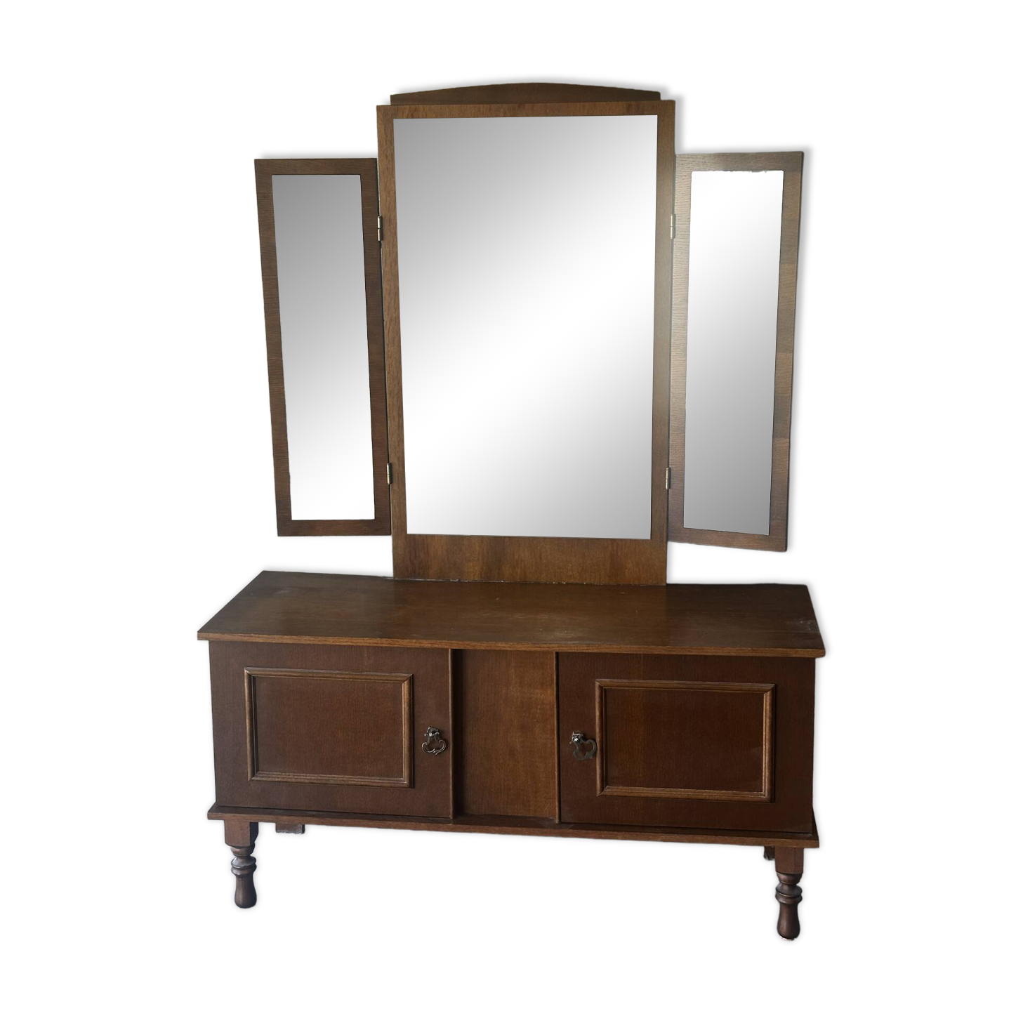 Coiffeuse vintage à miroir triptyque, années 1950