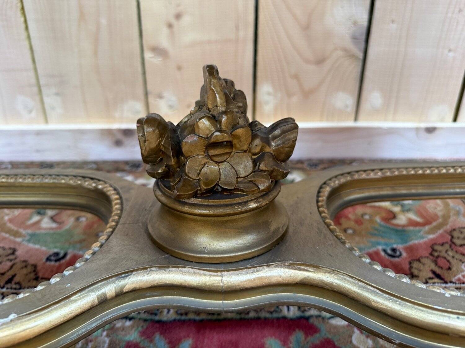 Louis XVI style coffee table – Gilded wood and Carrara marble