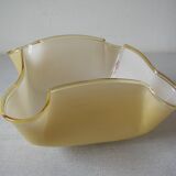 Old globe lampshade pendant in white caramel glass vintage decorative light fixture