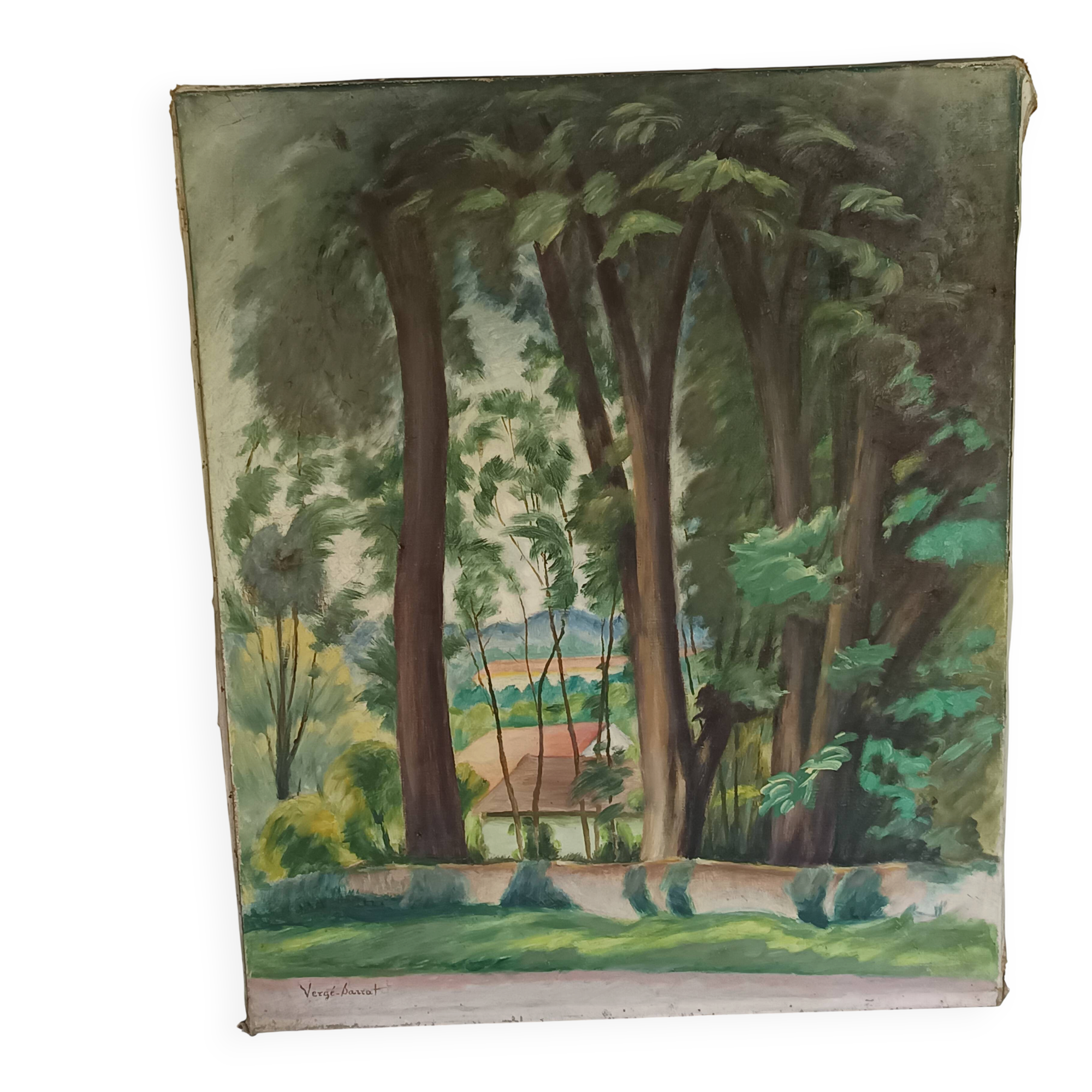 Henri Vergé-Sarrat (1880-1966) – Oil on canvas "Noisy-le-Grand – The Park"