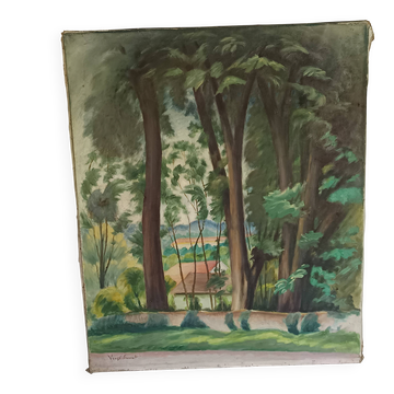 Henri Vergé-Sarrat (1880-1966) – Huile sur toile "Noisy-le-Grand – Le Parc