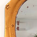 Small octagonal mirror in gold leather