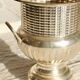 Antique silver-plated metal champagne bucket with handles