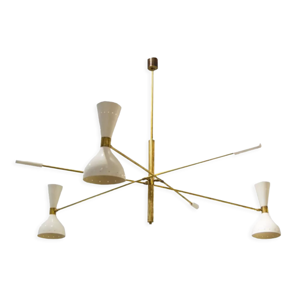 Lustre balancier moonlight 3 bras blanc — Beyit