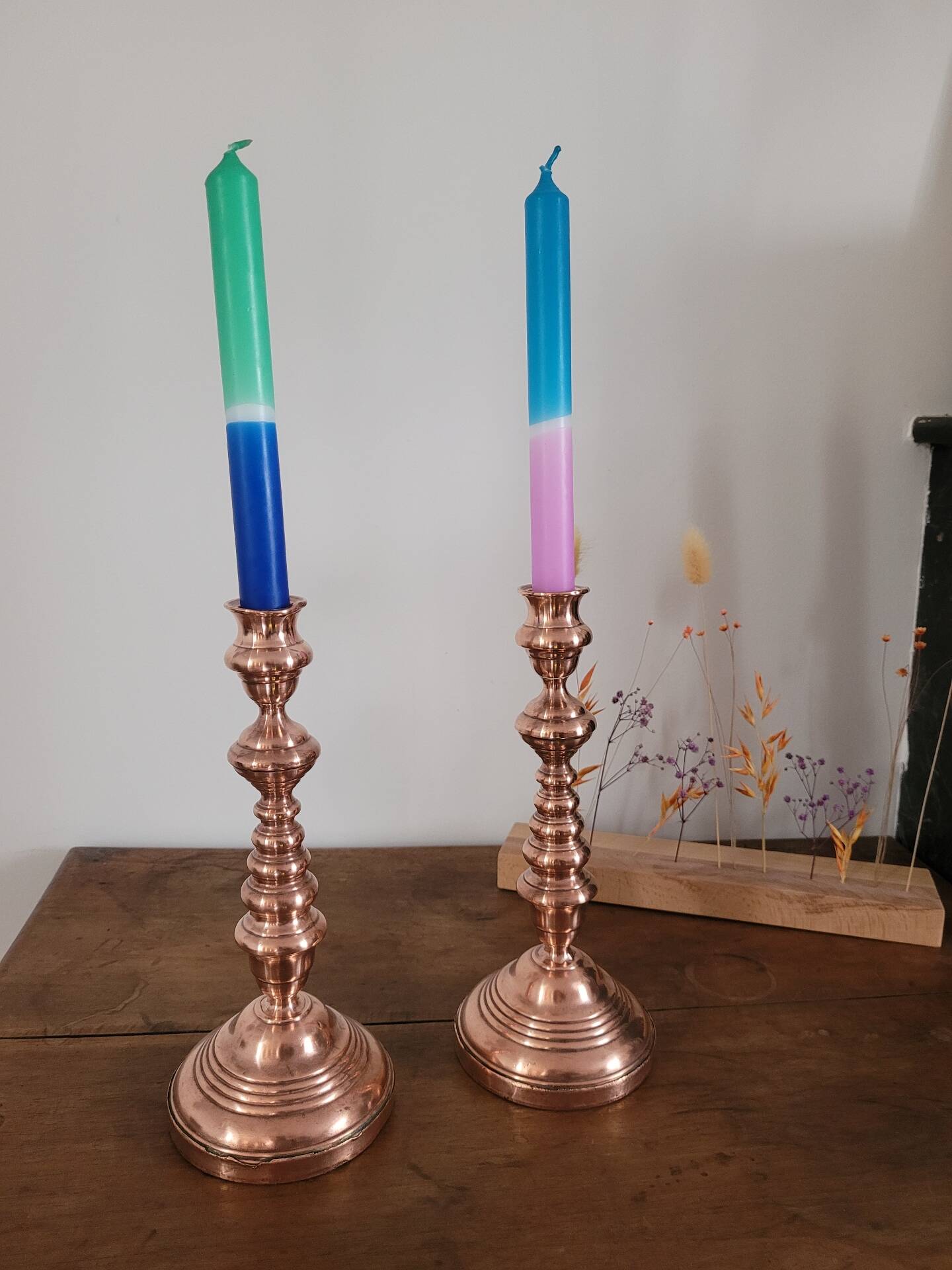 Lot de 2 bougeoirs en cuivre