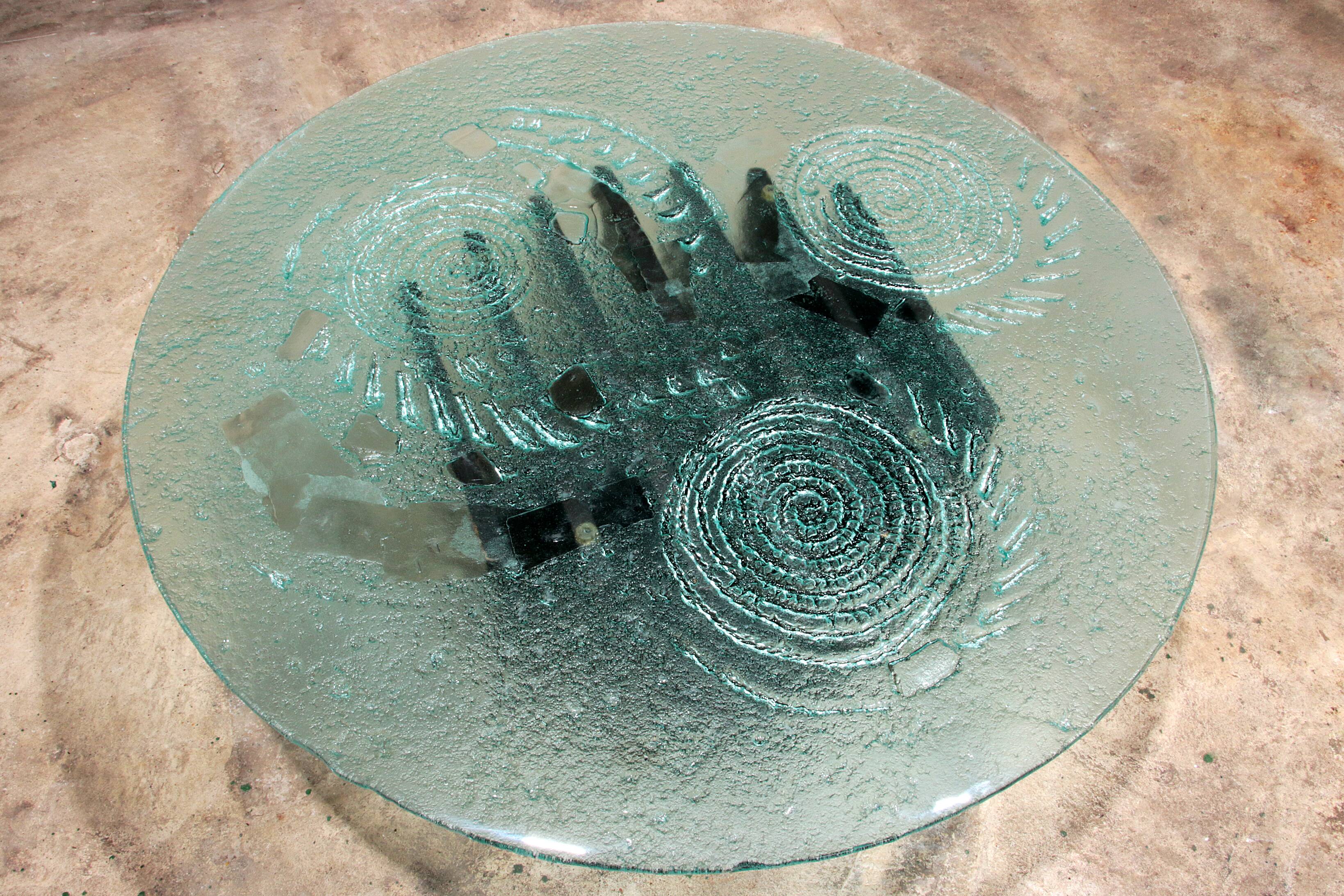 Sculptural glass coffee table by Heinz Lilienthal 1970, Germany