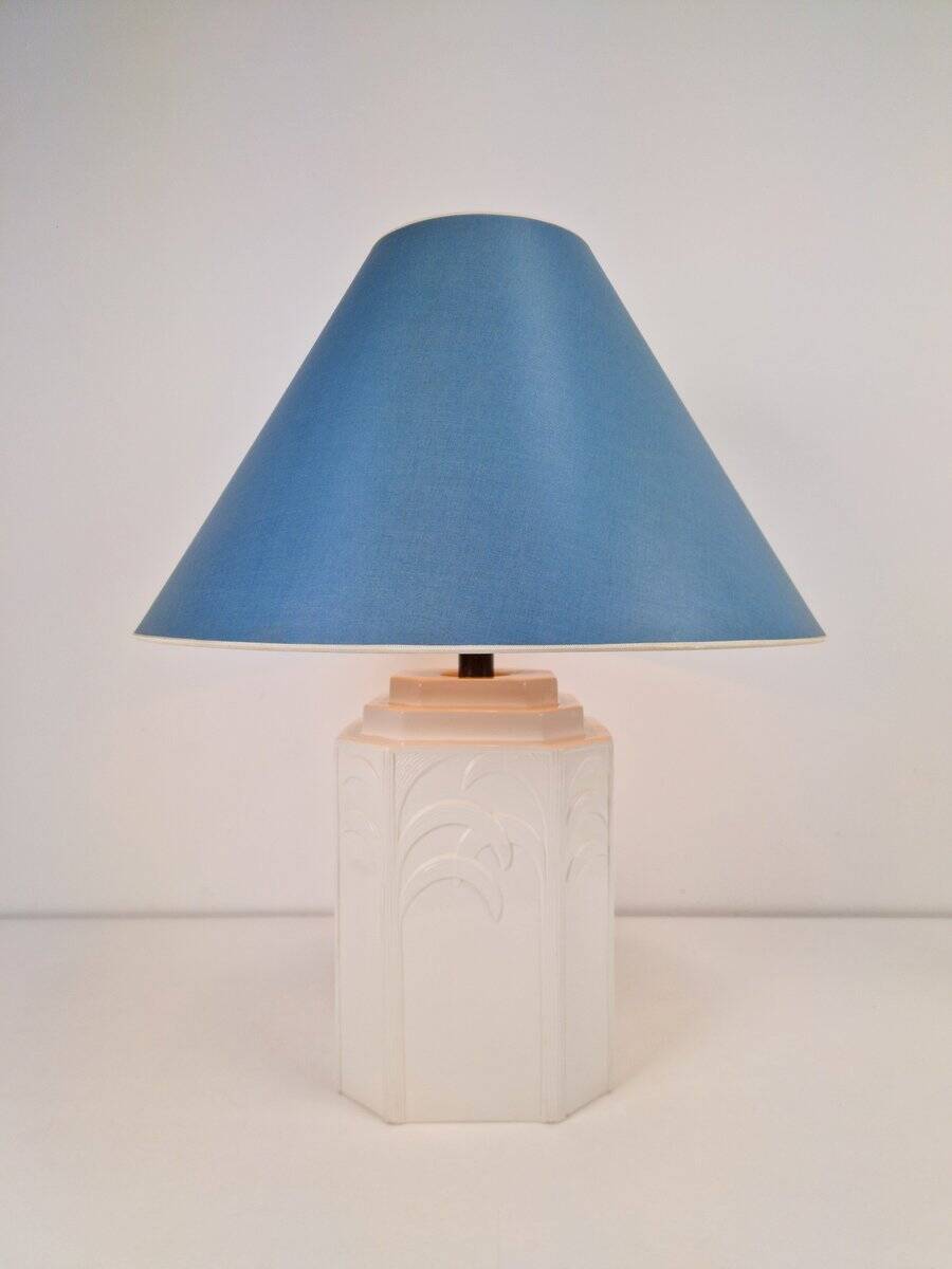 White Ceramic Palm Tree Table Lamp in the style of Serge Roche, 1970s