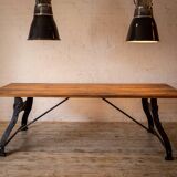 Bamford table oak-reclaimed wood cast iron