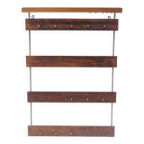 Large vintage rosewood coat rack with hooks made in the 60s