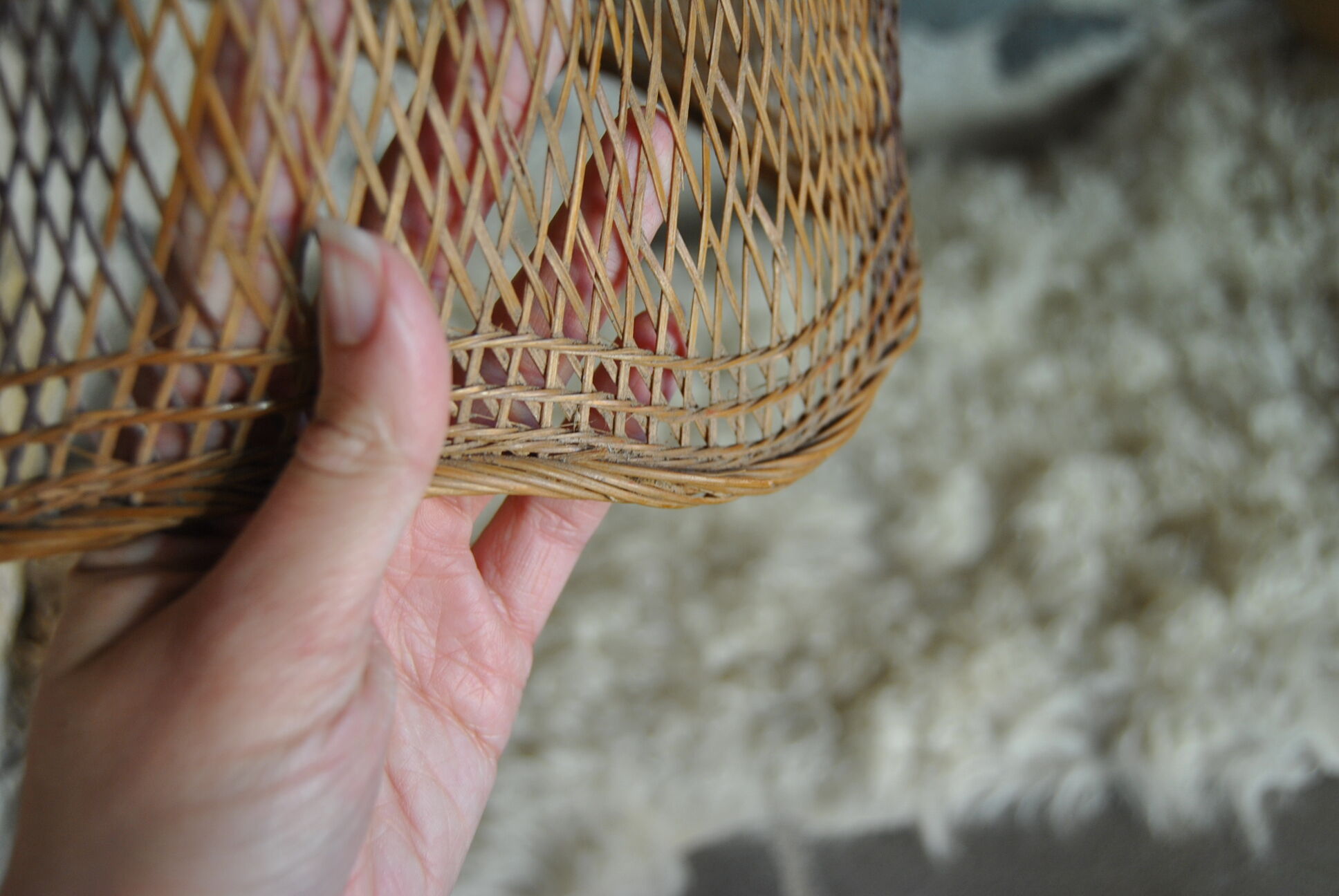 Braided raffia lampshade - Vintage authentic 70s