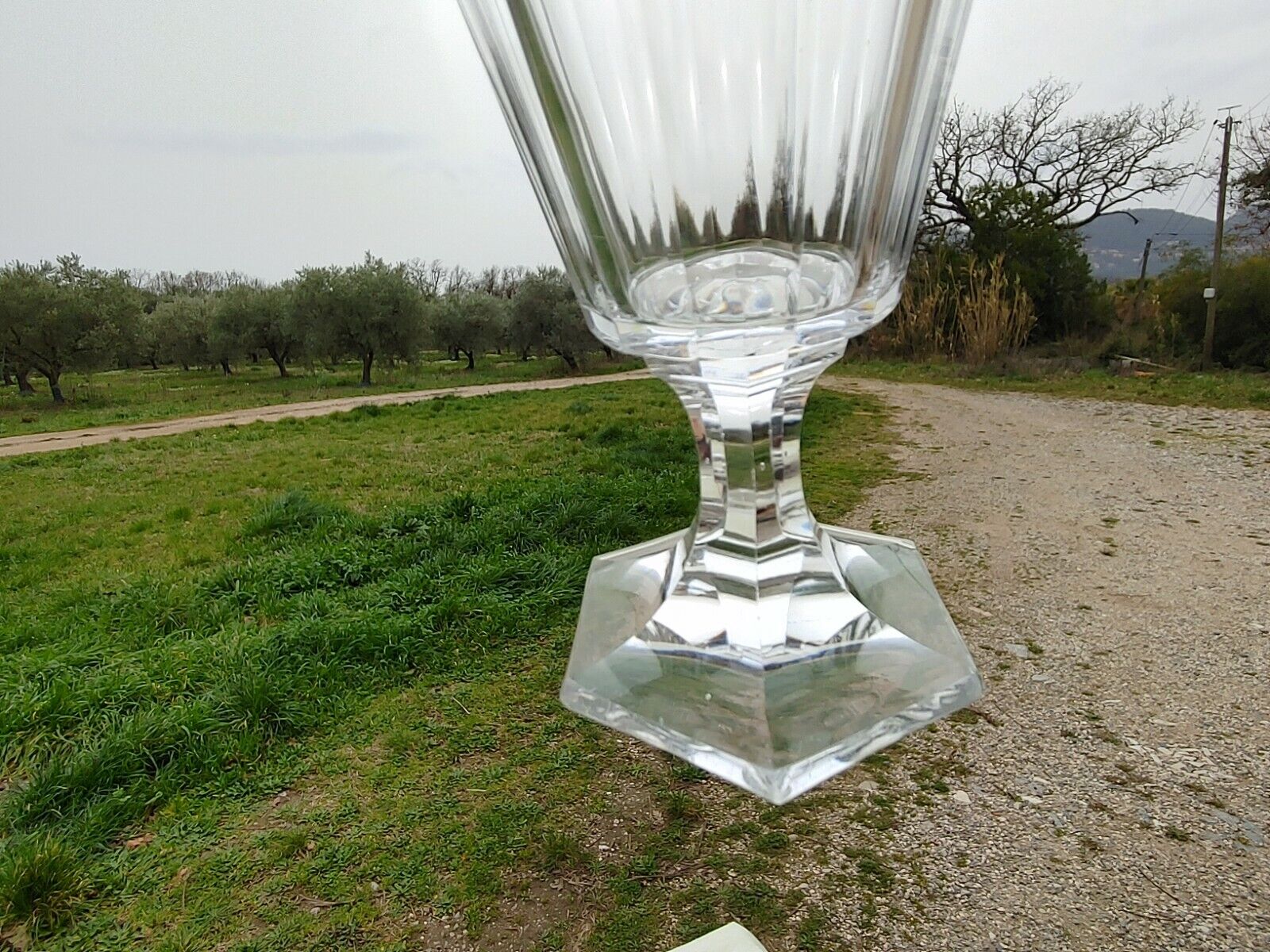 Baccarat White wine glass or port Crystal cut with cut sides, circa 1840