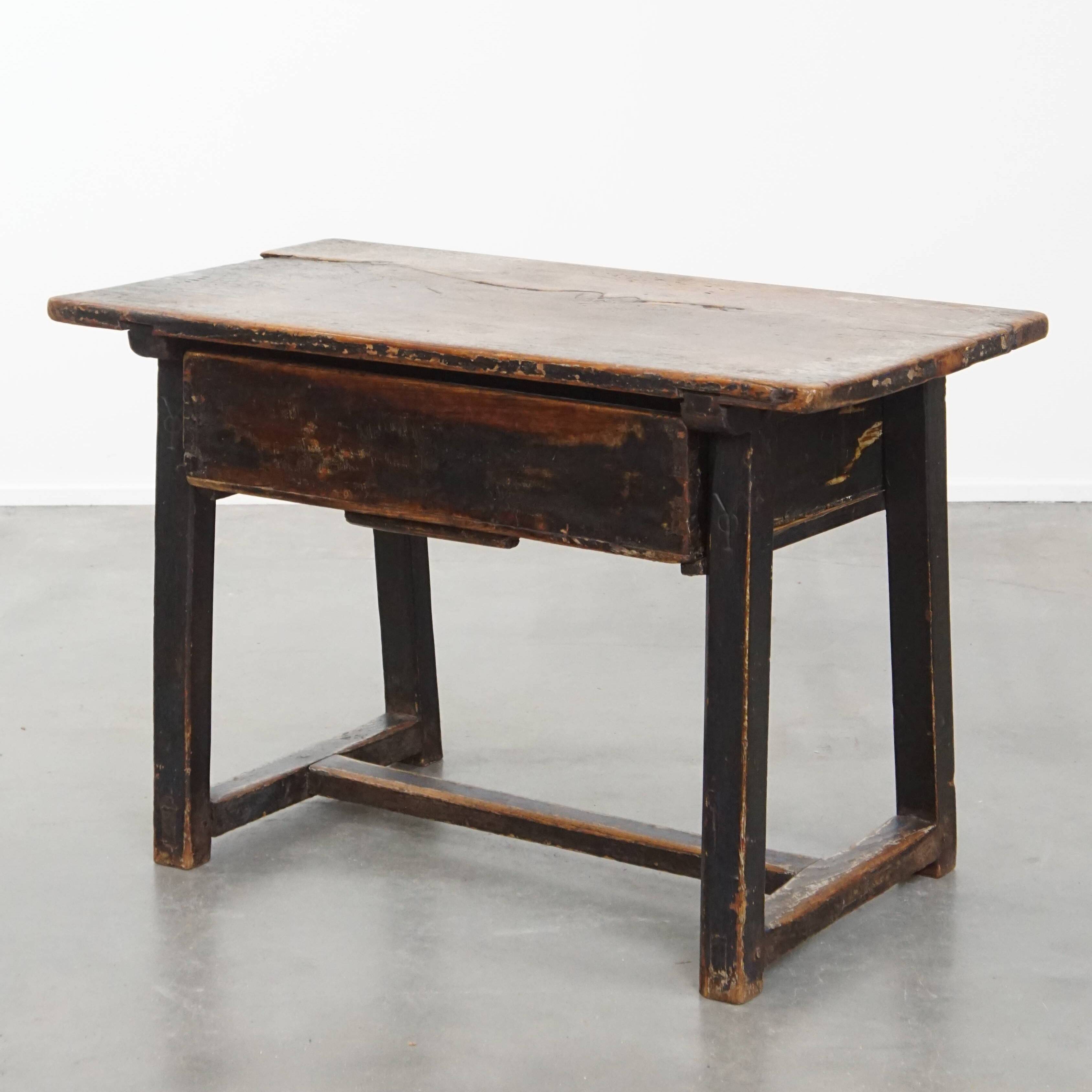 Antique Spanish side table from the late 18th century with a drawer