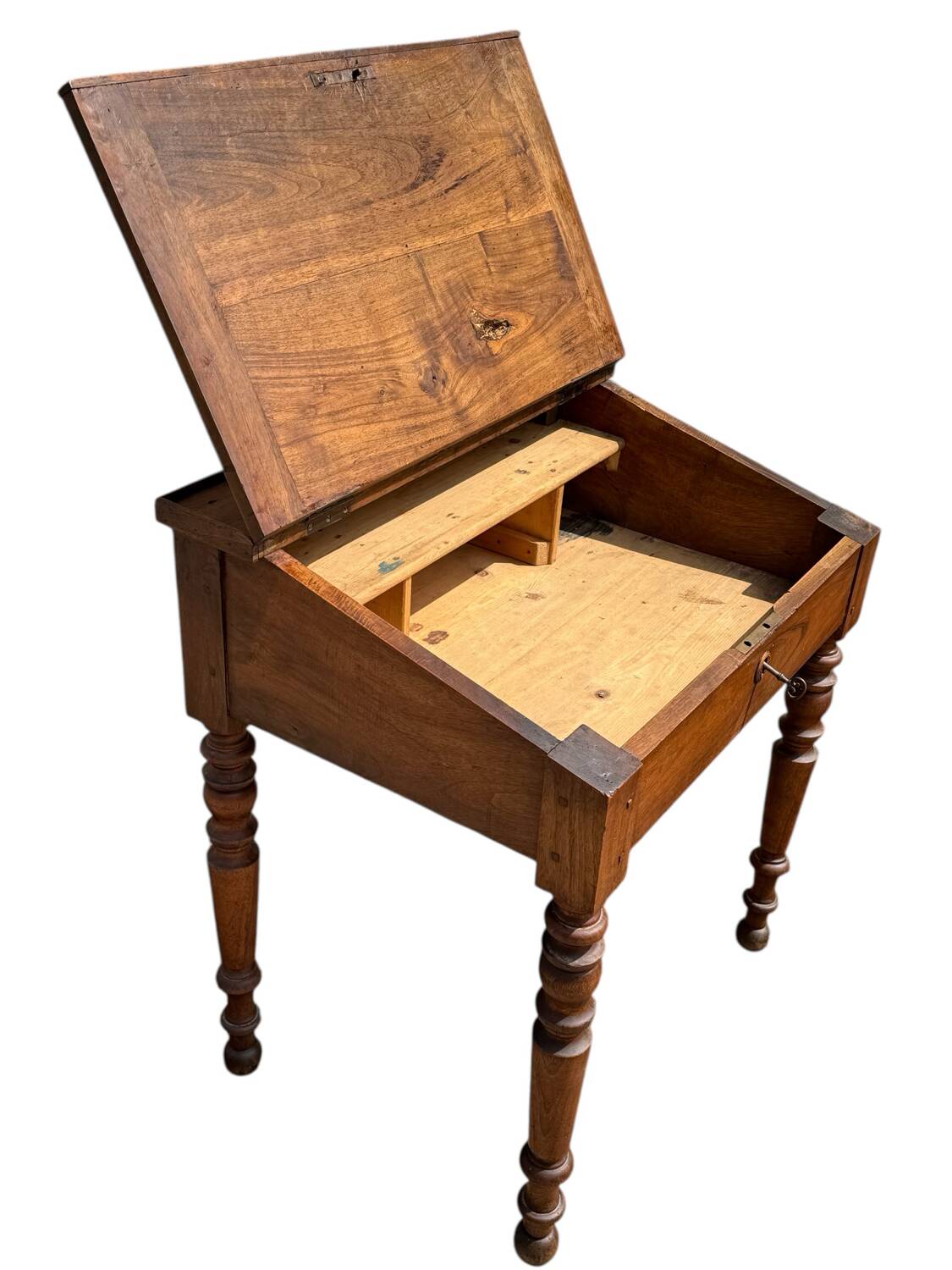 19th century Louis Philippe walnut drop-leaf desk