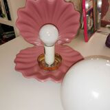Ceramic shell lamp and opaline bead, saint-jacques, france, 1980