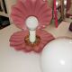 Ceramic shell lamp and opaline bead, saint-jacques, france, 1980