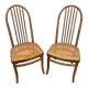 Paire chaise ancienne Baumann modèle eden bois + assise cannée vintage