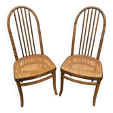 Pair of antique Baumann chairs, eden model, wood + vintage cane seat