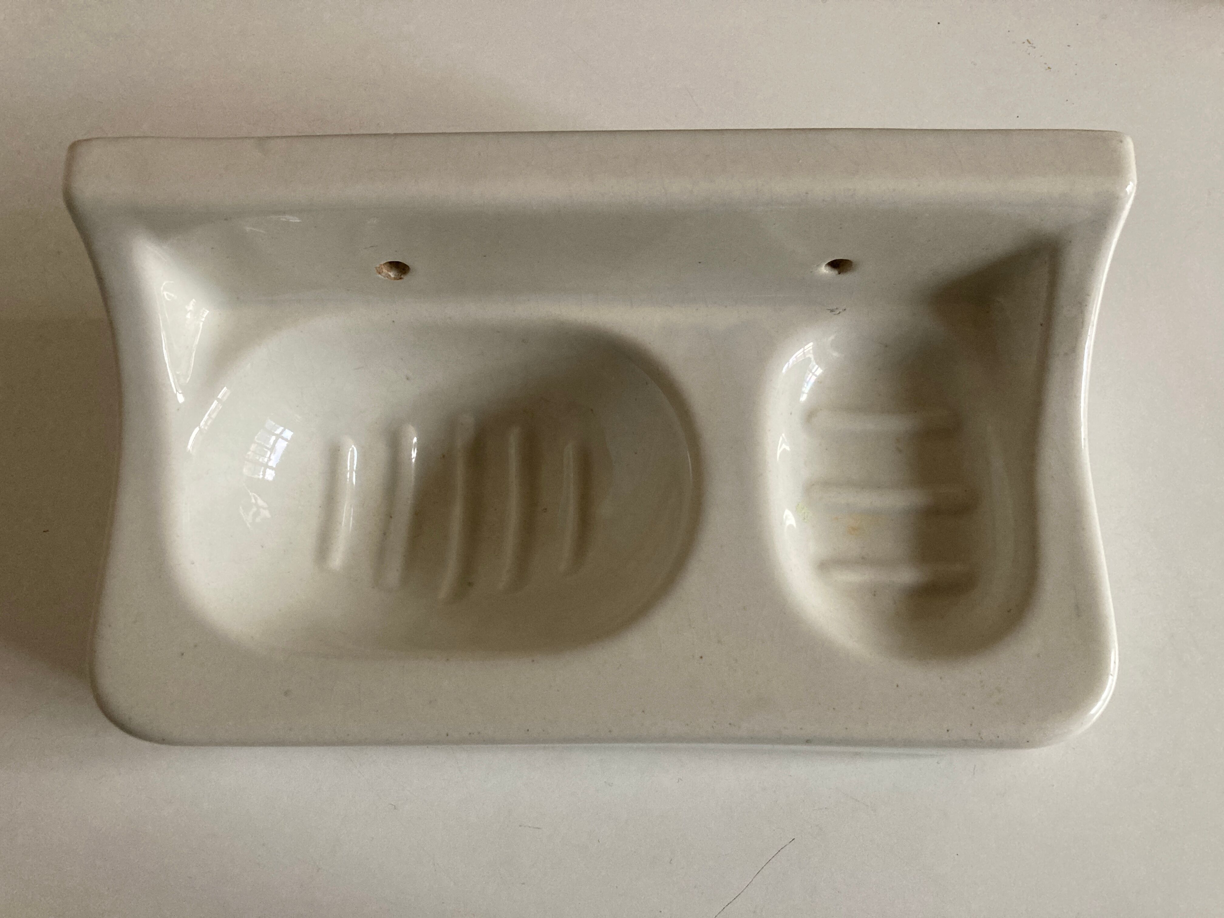 Bathroom door art deco ceramic soap holder