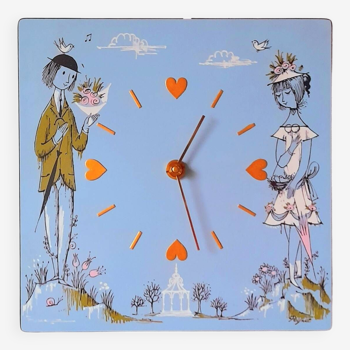Horloge en formica Odo "amoureux de Peynet "60s