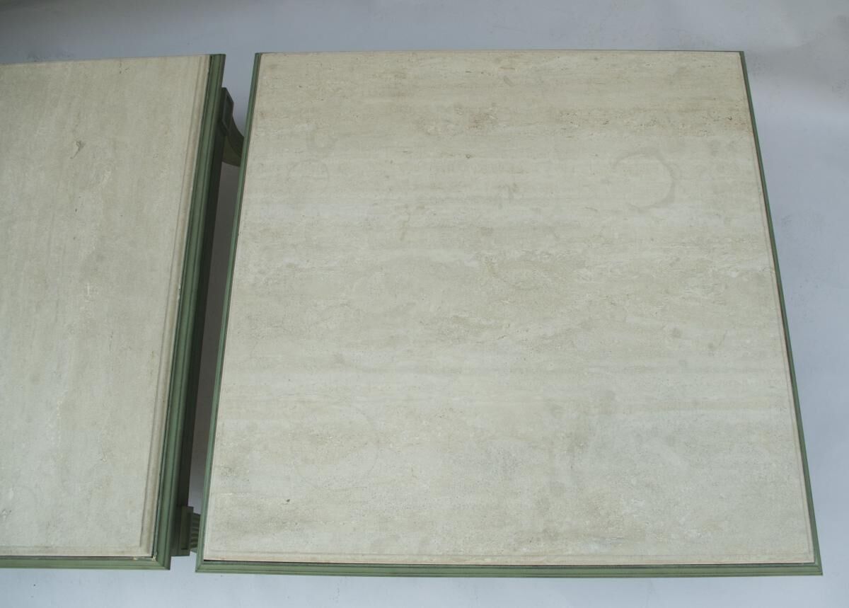 Pair of low tables square Etruscan style bronze skated to the antique circa 1970'