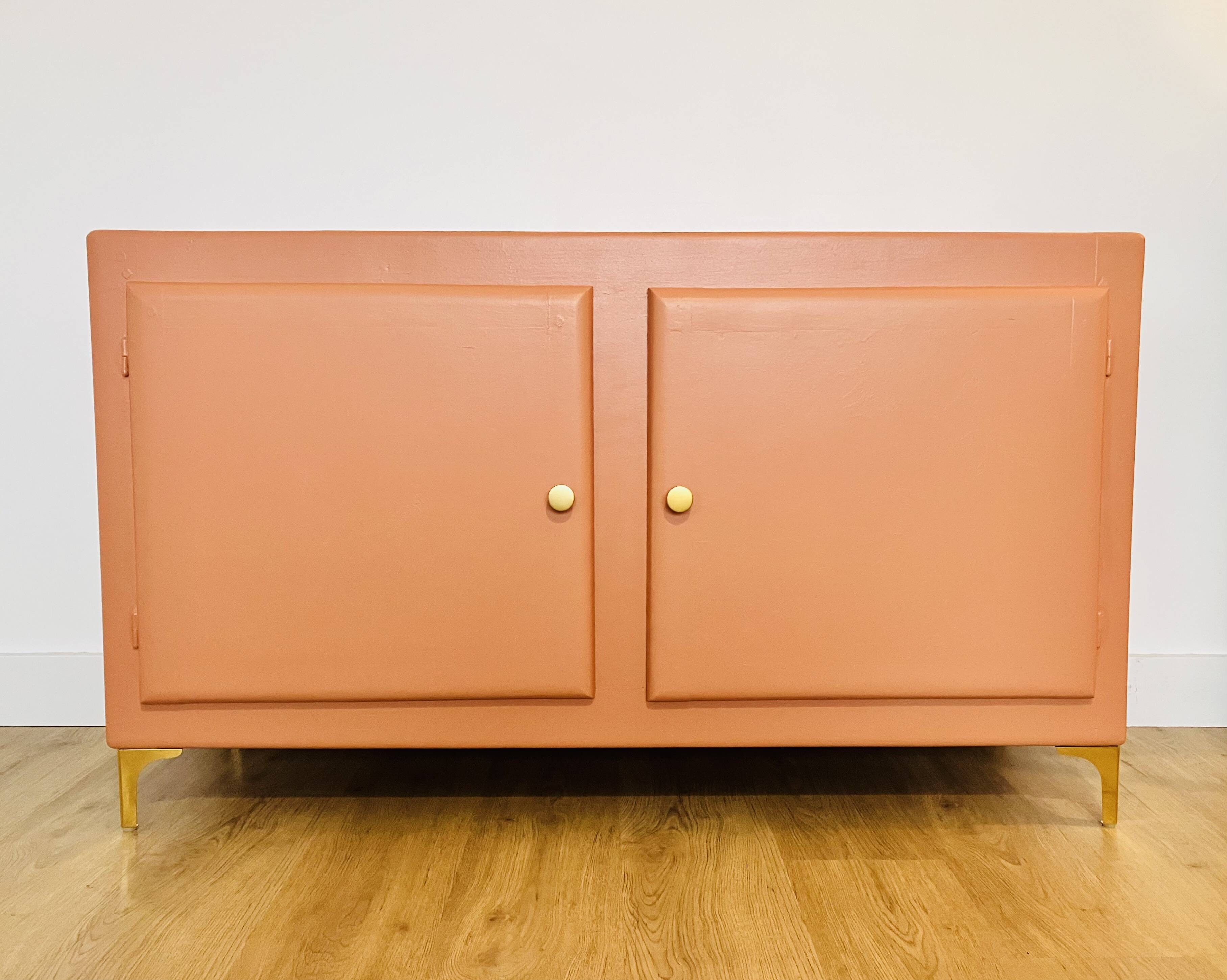 Terracotta painted wooden sideboard