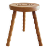 Small tripod/ bedside table/ renovated vintage stool, turned wood, year