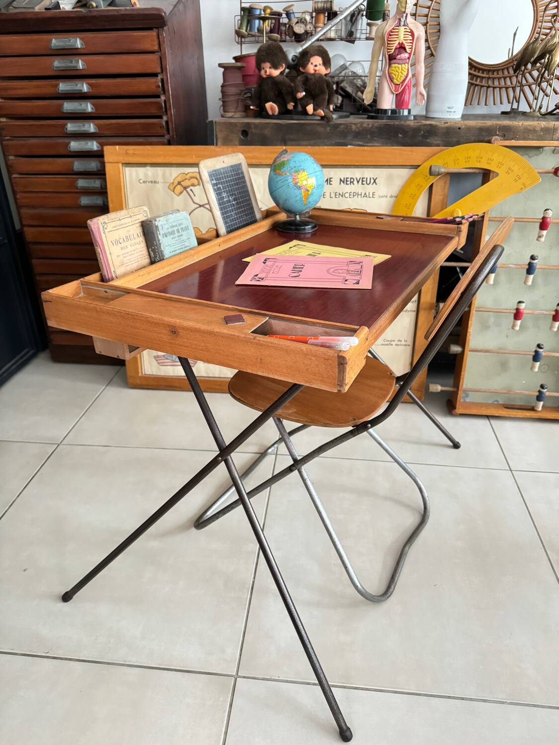 Vintage children's desk and chair set