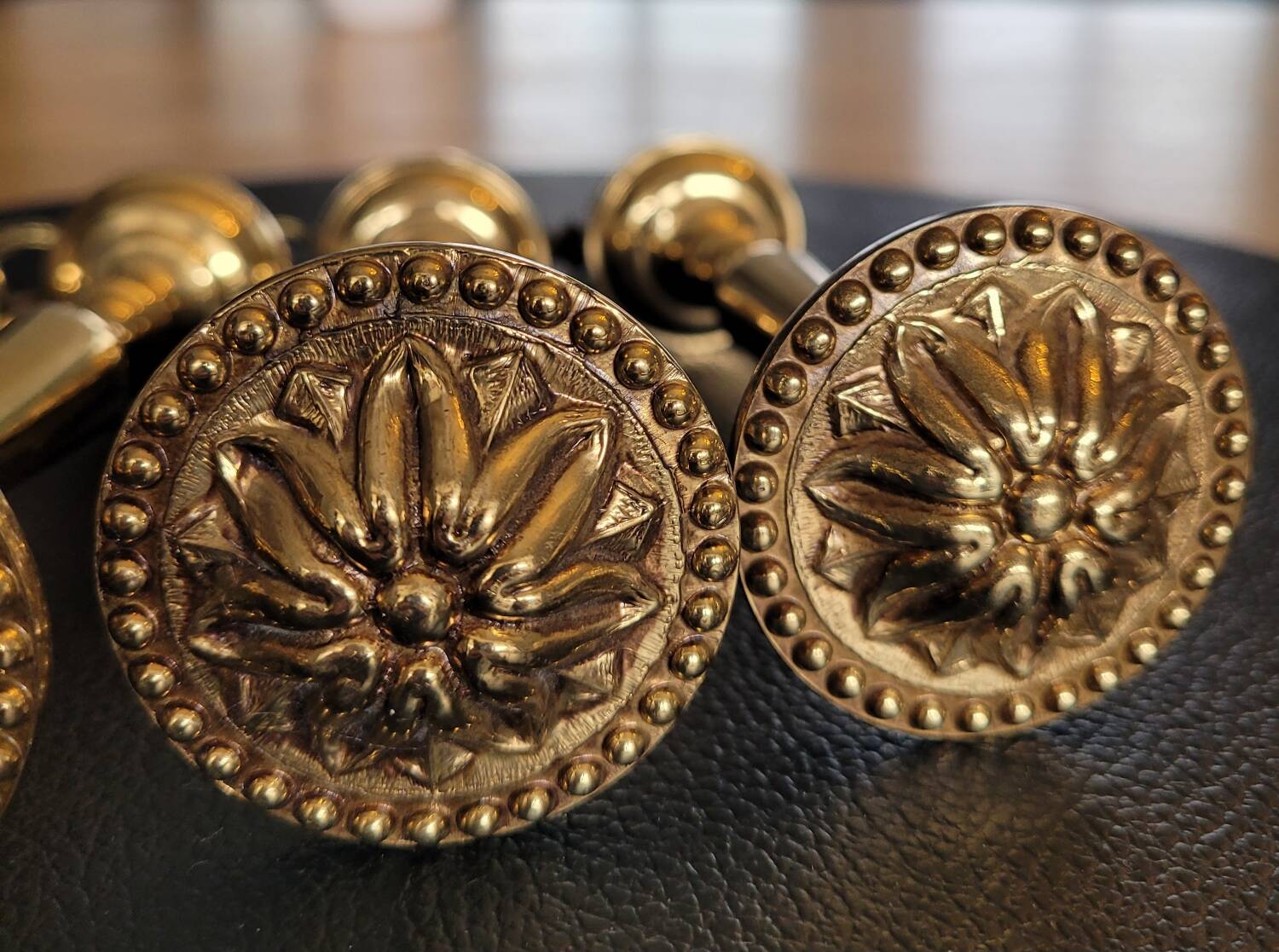 Antique brass curtain tiebacks - Set of 4
