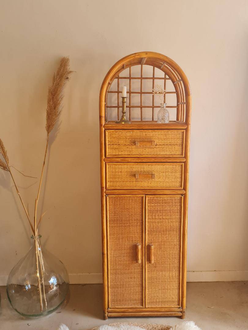 Vintage rattan wardrobe