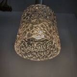 Lampe à suspension vintage avec capuchon en verre et relief, Chrome afwerking, jaren 60