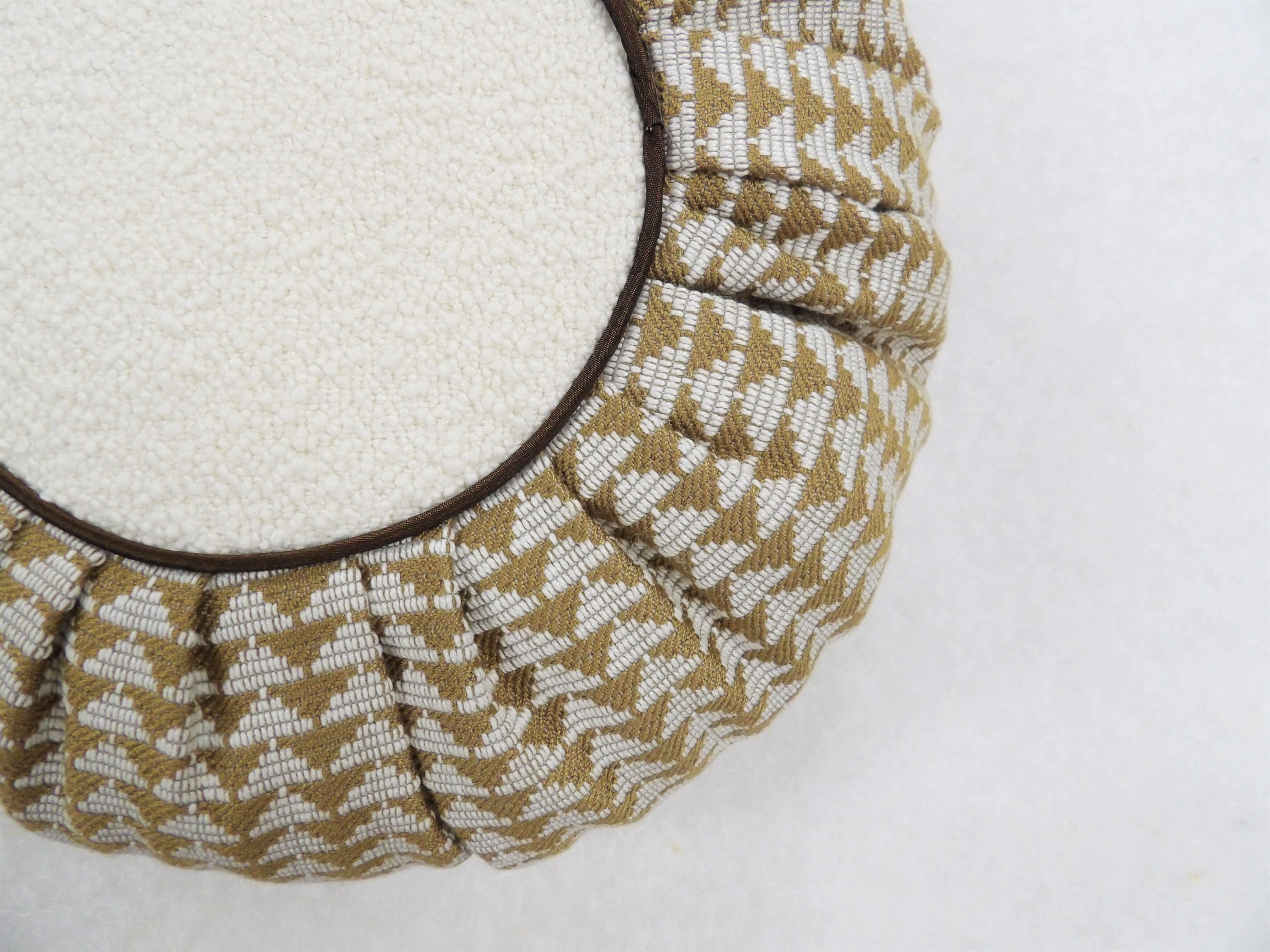 Ocre ruffled cushion