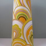 Large conical lampshade, recently made with vintage fabric.