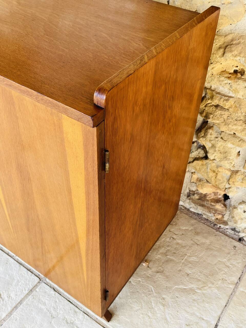 Vintage storage furniture in flame-figured oak, by Gillard Bourdin, circa 196.