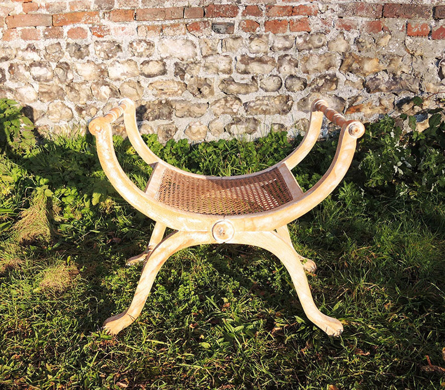 Ancien siège curule bois & cannage