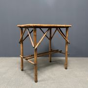 Bamboo side table with mirror top from France, 1940s