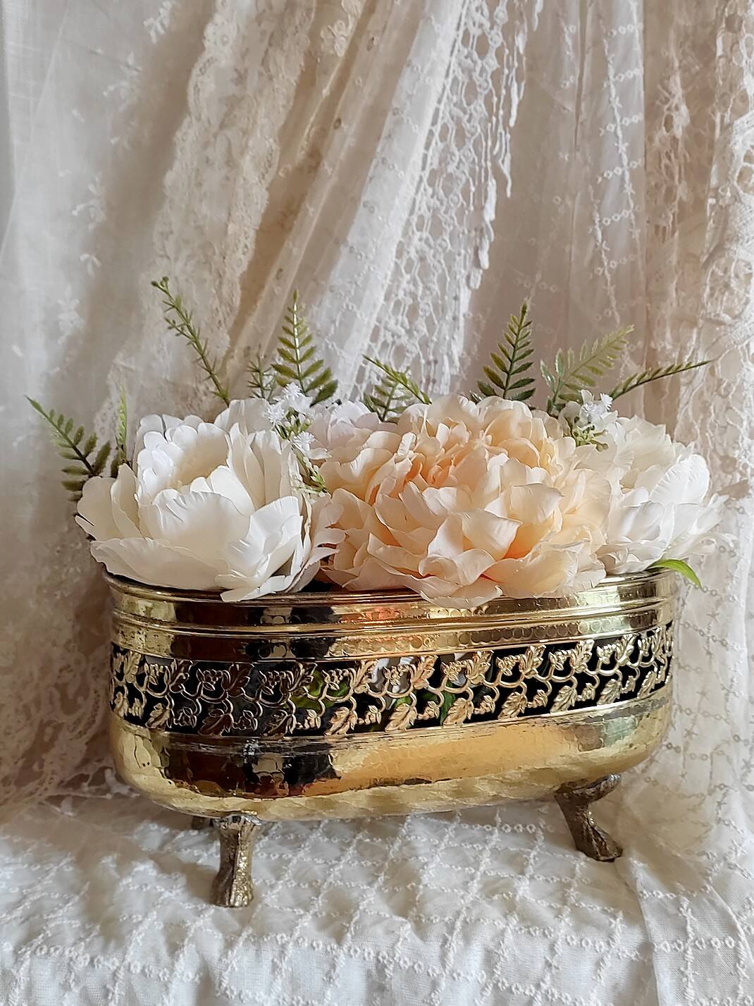 Old brass planter