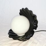 Ceramic shell lamp with opaline pearl, Saint-Jacques, France, 1980