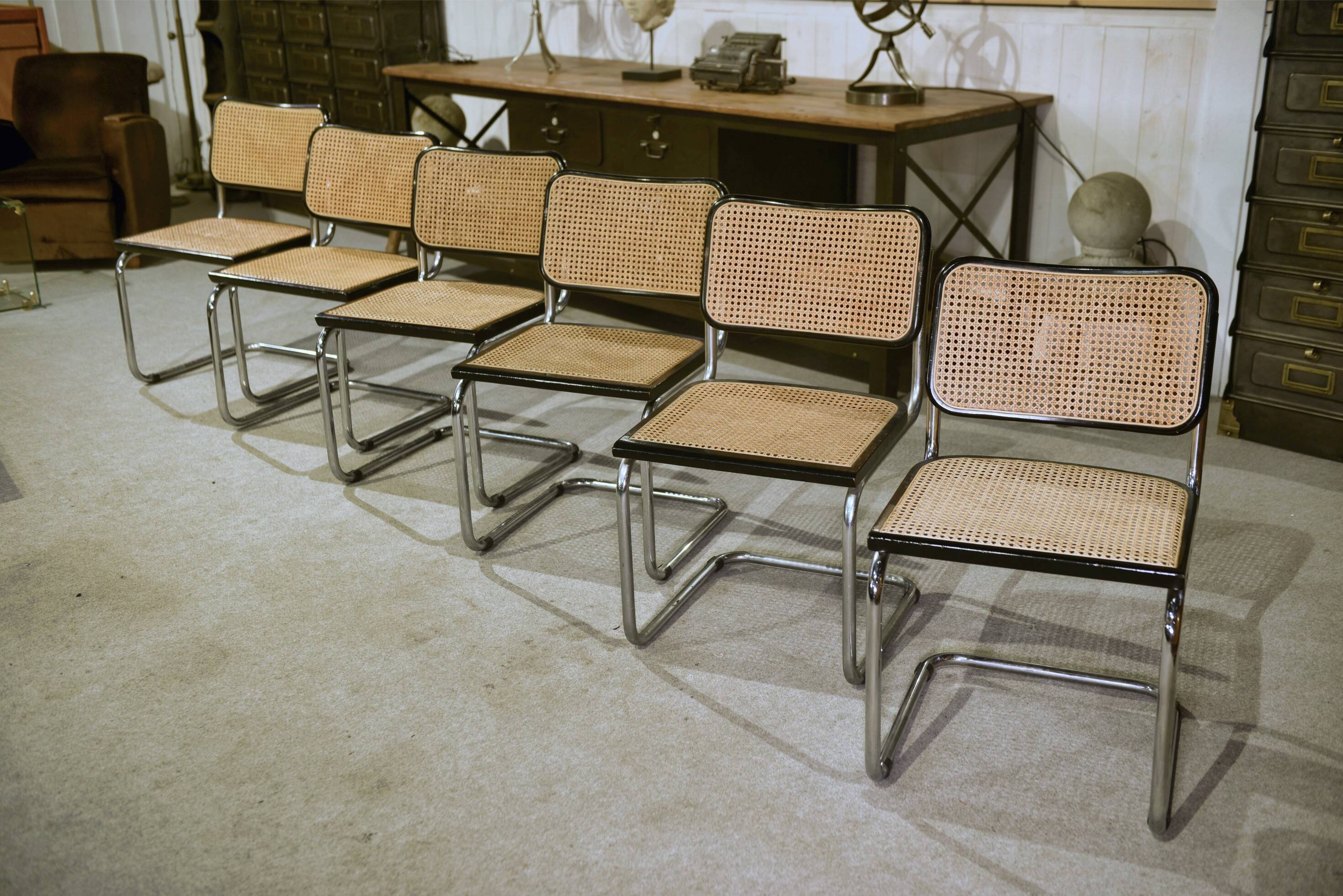 Ensemble de 6 chaises Cesca B32 de Marcel Breuer 1970’s