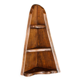Small brutalist corner shelf in solid oak.